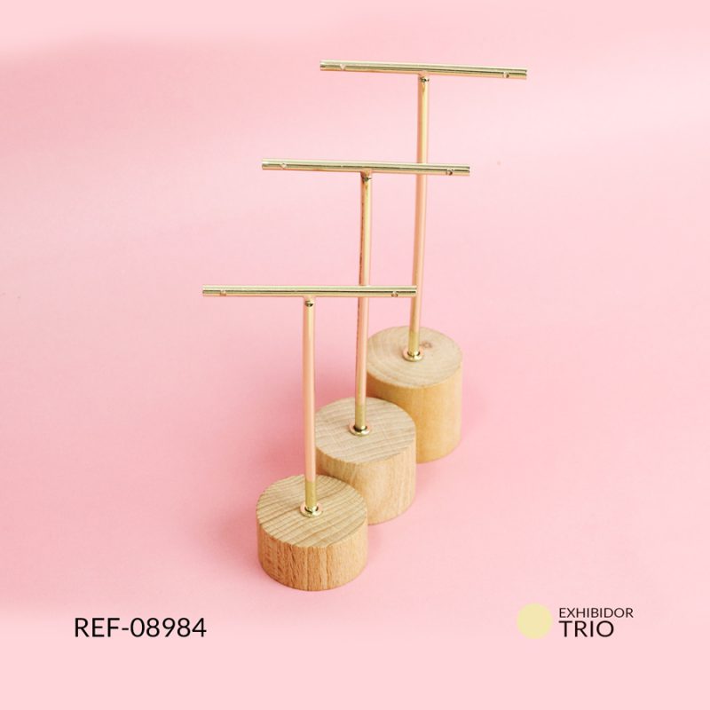 Exhibidor para arete trio bases en madera 39x20mm / Ref-08984 / Ref-08984
