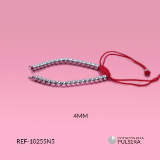 Extensión pulsera hilo rojo y balín 4 mm plateado