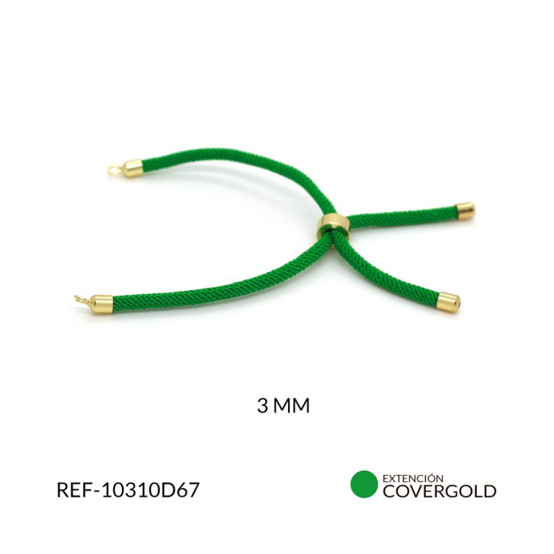 Extensión covergold para pulsera 3mm cordon verde / x unidad / Ref-10310D67 / Ref-10310D67