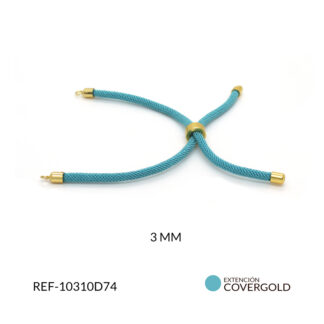 Extensión covergold para pulsera 3 mm cordon azul cielo / x unidad / Ref-10310D74 / Ref-10310D74