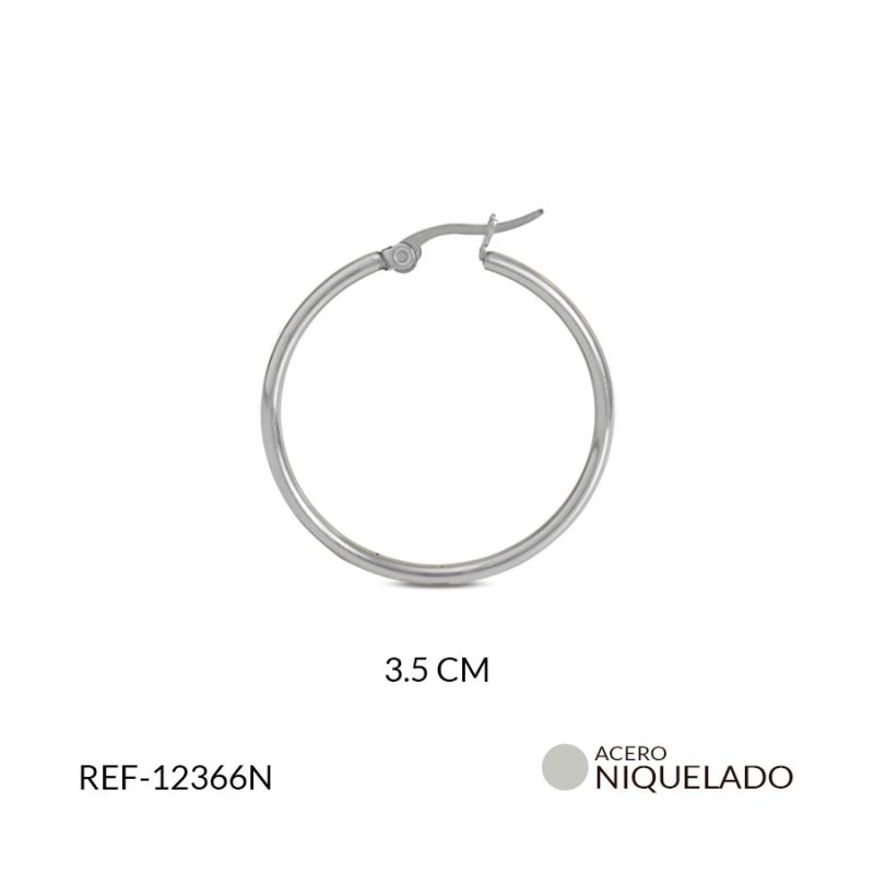 Candonga acero 3.5cm plateada / x par / Ref-12366N / Ref-12366N