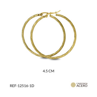 Candonga entorchada en acero 4.5 cm dorado x par