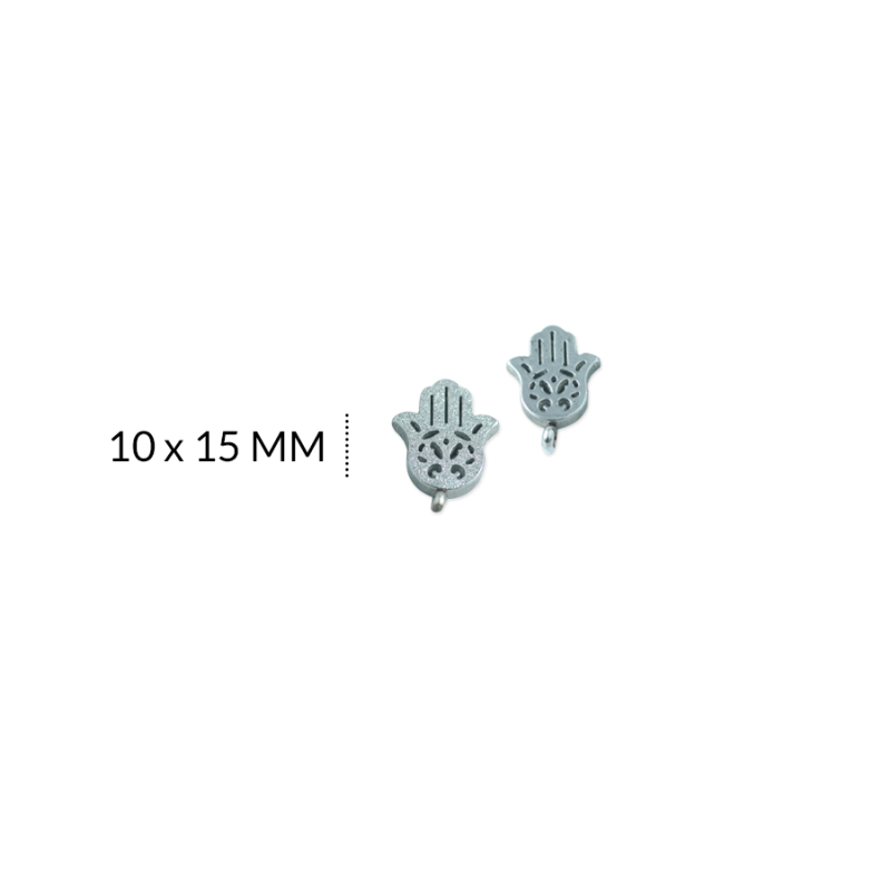 DIJE ACERO MARTILLADO MANO HAMSA 10 X 15 MM / x UND / Ref-1347-3N