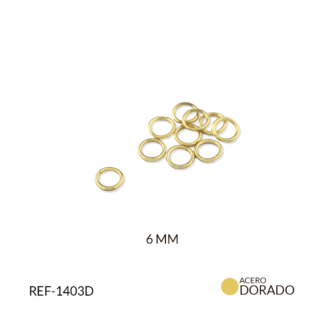 Argolla en acero dorada delgada 6 mm x 12und