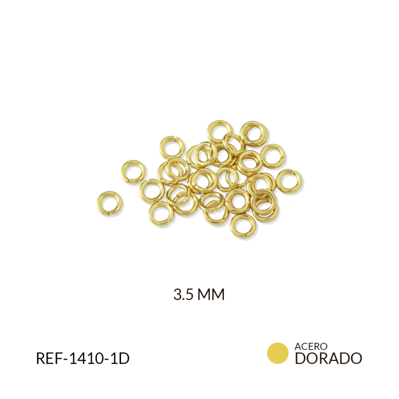 ARGOLLA ACERO DORADO 3.5MM / paquete x 12 und / REF-1410-1D