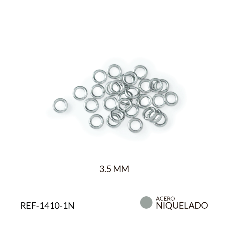 ARGOLLA ACERO PLATEADO 3.5MM / paquete x 12 und / REF-1410-1N