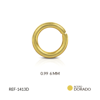 Argolla gruesa acero dorado 6mm x 12und
