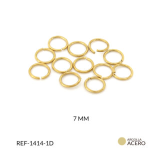 Argolla acero dorado 7 mm x 12und