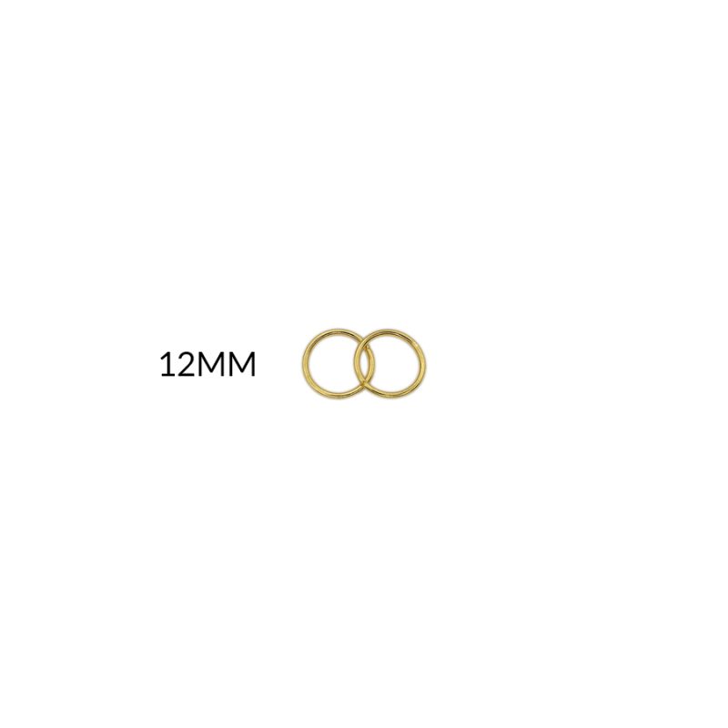 ARGOLLA EN ACERO 12MM / color dorado / paquete x 12 unidades / REF-1418D / REF-1418D