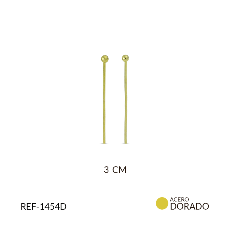 Alfiler acero bolita dorado 3 CM / paquete x 12 und / Ref-1454D / REF-1454D