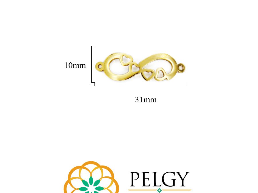 Centro pulsera en acero infinito 4 corazones 10x31mm x unid