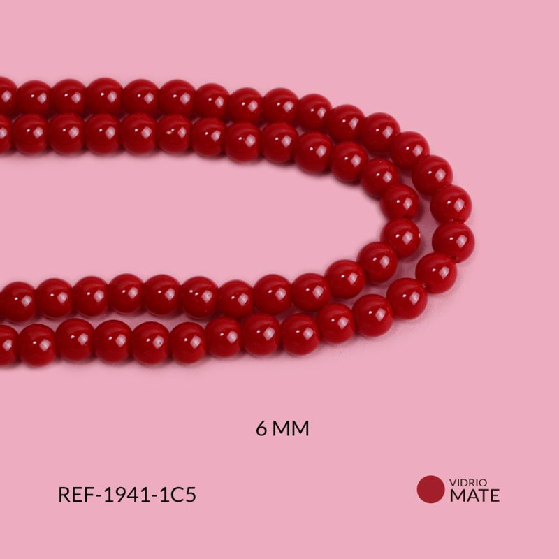 Vidrio fino rojo mate 6mm / x sarta / Ref-1941-1C5 / Ref-1941-1C5