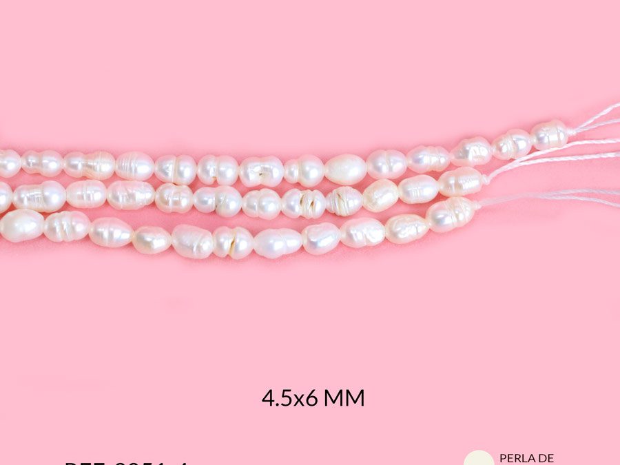 Perla de rio deforme 4.5x6mm x sarta