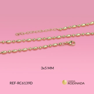 Cadena rodinada dorada balin + cilindro
