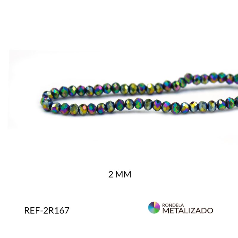 Rondela metalizado arcoíris 2mm / x sarta / Ref-2R167