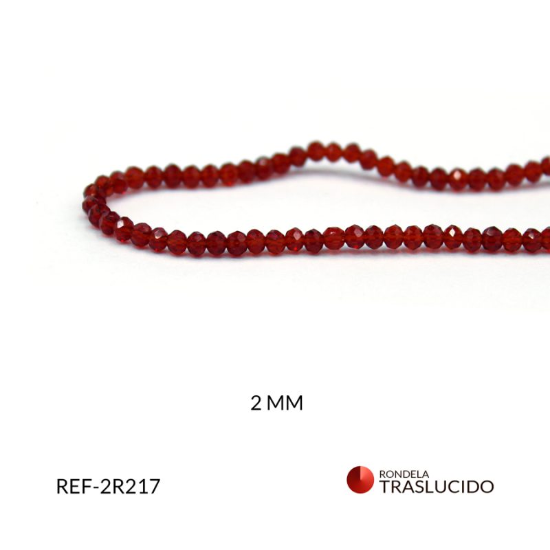 Rondela traslucido rojo 2mm / x sarta / Ref-2R217