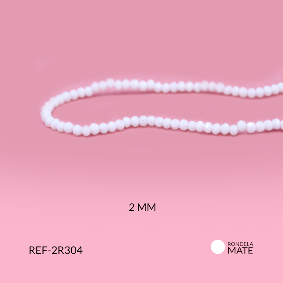 Rondela mate blanco leche 2mm / x sarta / Ref-2R304