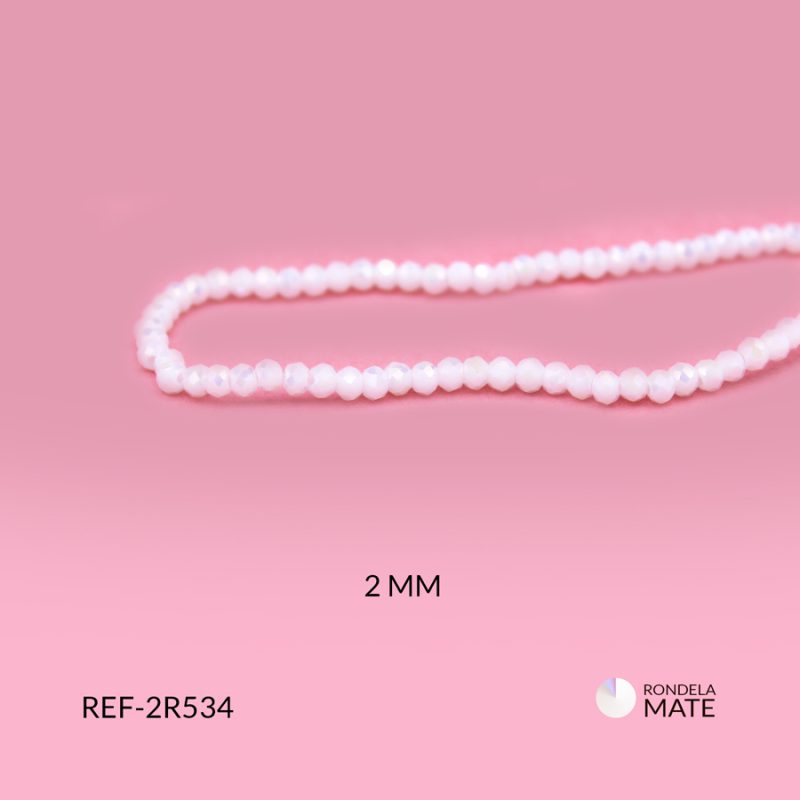 Rondela mate boreal blanco leche 2mm / x sarta / Ref-2R534