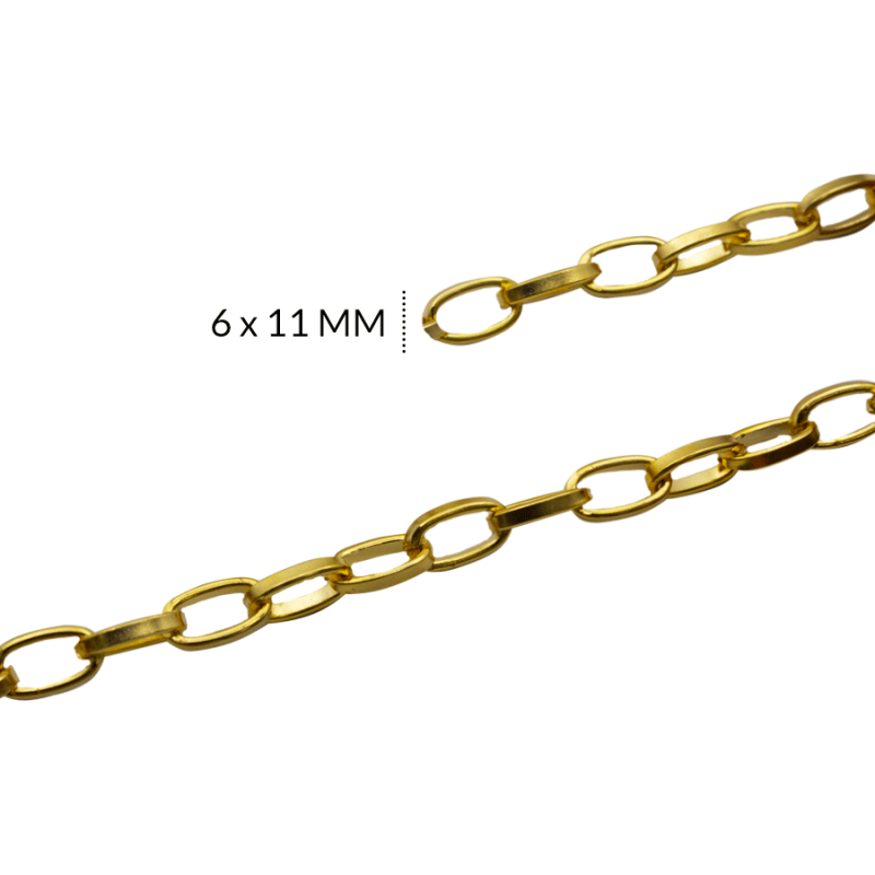 CADENA HIERRO con BAÑO DE GOLFI OVALO 6 X 11MM / color dorado / X METRO / REF-3165D / REF-3165D