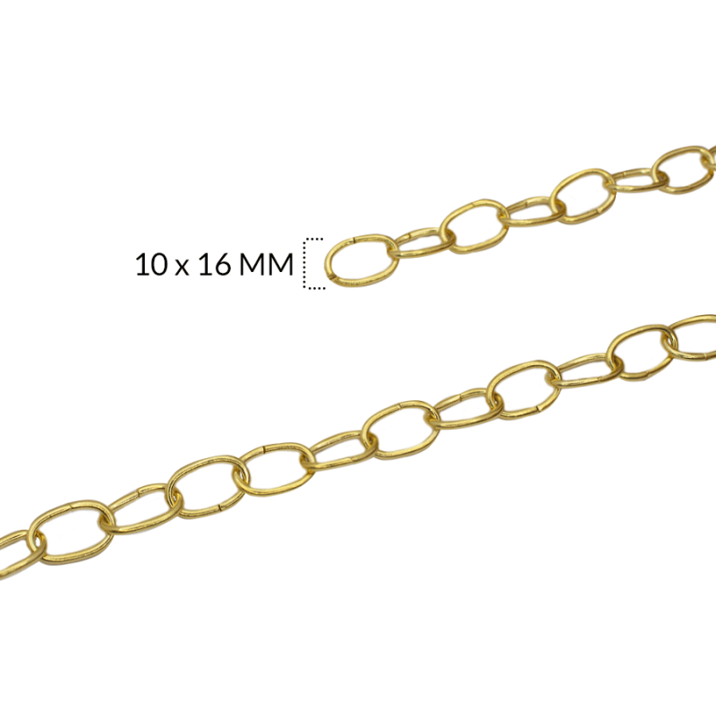 CADENA HIERRO con BAÑO DE GOLFI OVALO DELGADO 10 X 16MM / color dorado / por metro / REF-3169D / REF-3169D