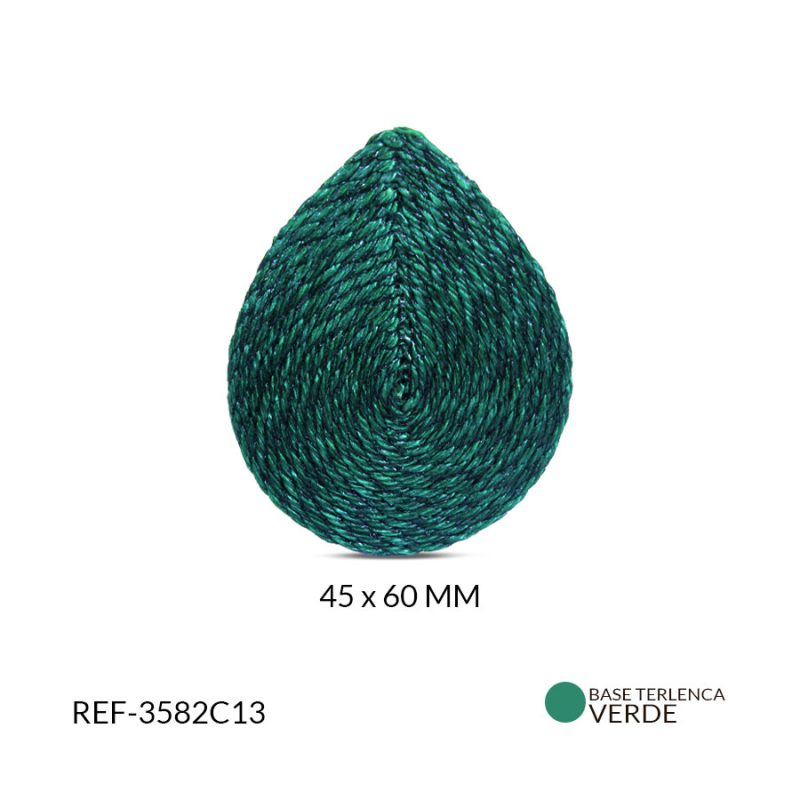 Base para arete en terlenca figura gota verde c / x par / Ref-3582C13