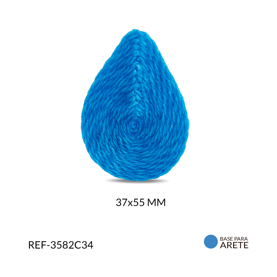 Base para arete en terlenca figura gota azul 37 x 55 mm / x par / Ref-3582C34