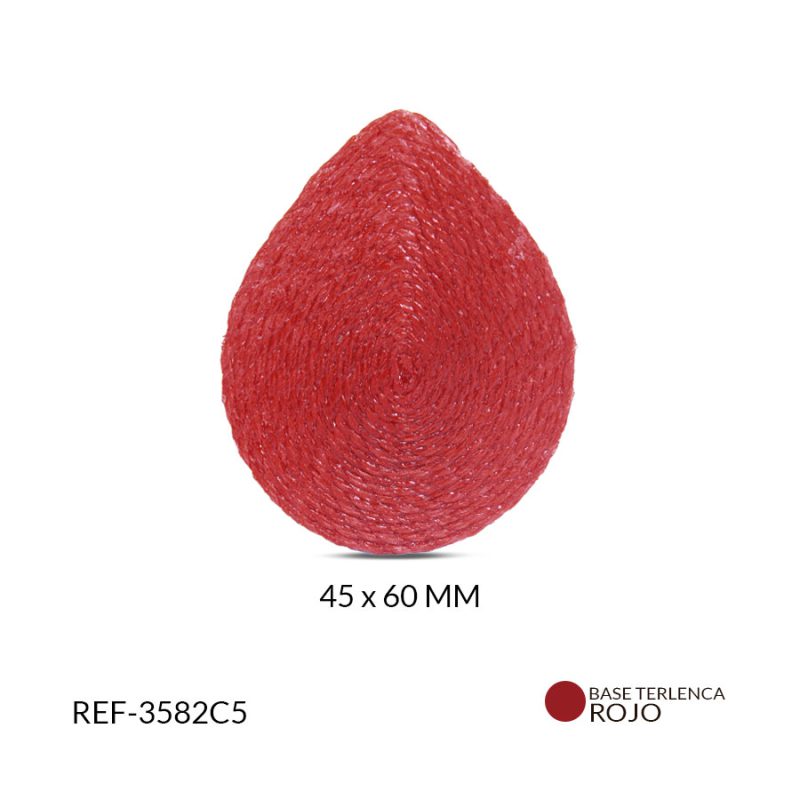 BASE PARA ARETE EN TERLENCA FIGURA GOTA ROJO 45 x 60 MM / x PAR / Ref-3582c5