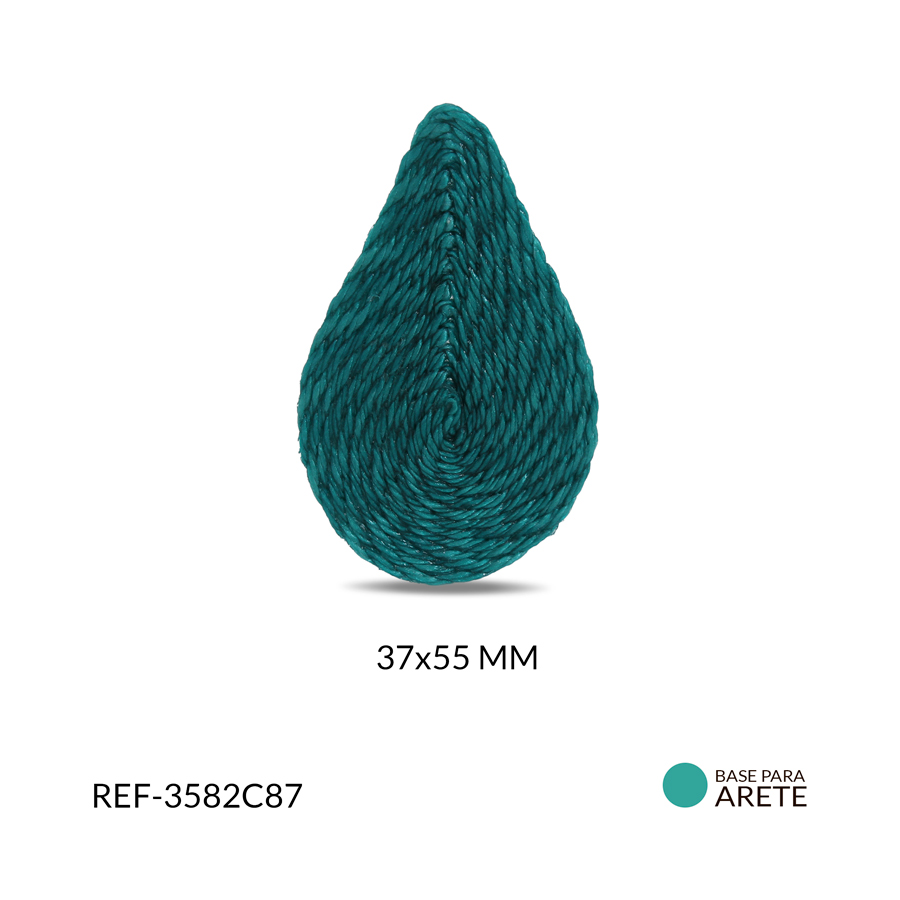 Base para arete en terlenca figura gota verde jade 37 x 55 mm / x par / Ref-3582C87