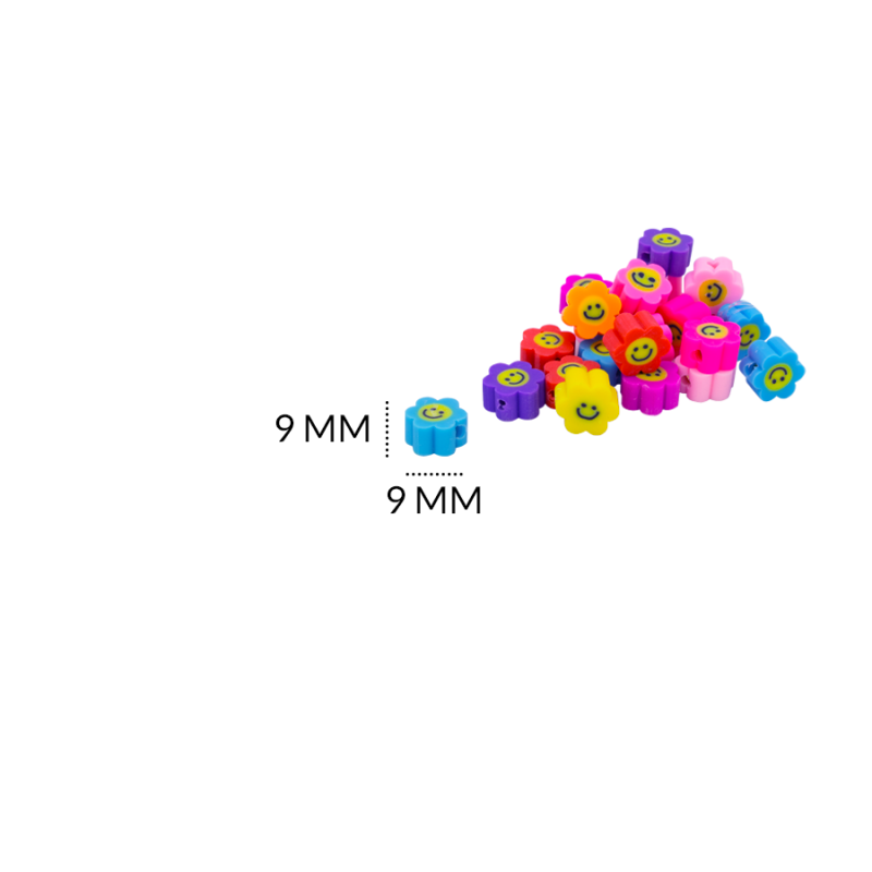 SEPARADOR FIMO FLOR CARITAS MULTICOLOR 9 X 9MM / paquete por 12 unidades / Ref-3596-9