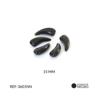 DIJE AZABACHE VIDRIO CACHO NEGRO 15MM / PAQUETE x 12 UND / Ref-3601NN