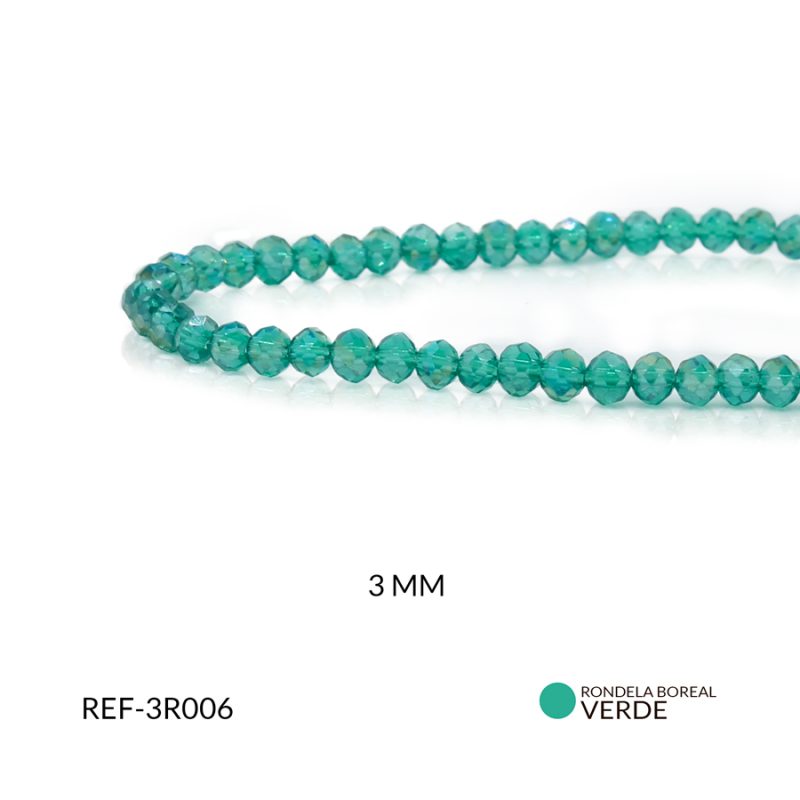 Rondela Boreal 3 mm color Verde Jade / x sarta / Ref-3R006