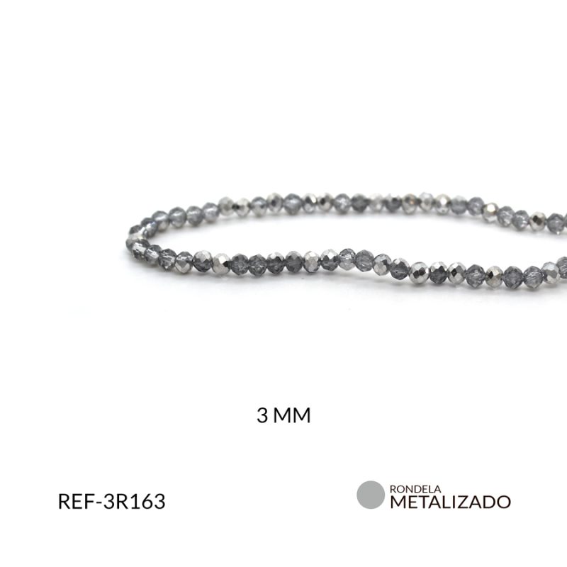 Rondela Metalizada 3 mm color plateado espejo / x sarta / Ref-3R163