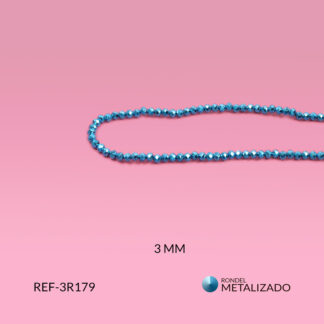 Rondel metalizada azul zafiro 3mm x sarta