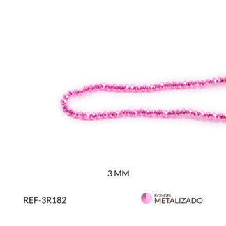 Rondel metalizada fucsia claro 3mm x sarta