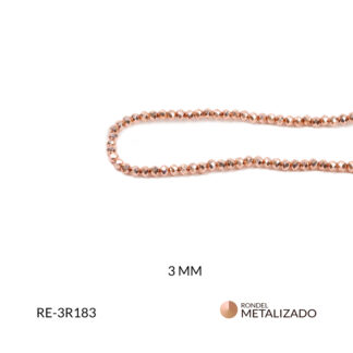 Rondel metalizada cobre rosado 3mm x sarta