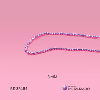 Rondel metalizada lila 3mm x sarta