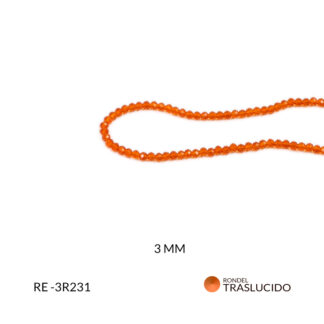 Rondel murano naranja rojizo traslucido 3mm x sarta