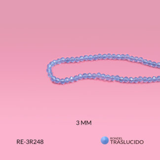 Rondel murano azul zafiro traslucido 3mm x sarta