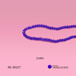 Rondel murano azul rey traslucido 3mm x sarta
