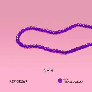 Rondel murano morado oscuro traslucido 3mm x sarta