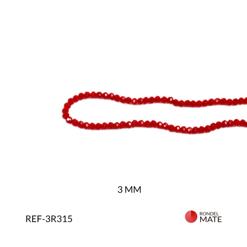 Rondel mate rojo bandera 3mm / x sarta / Ref-3R315 / Ref-3R315