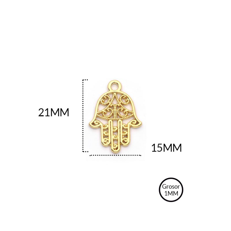 Dije mano hamsa 21x15mm x 2und