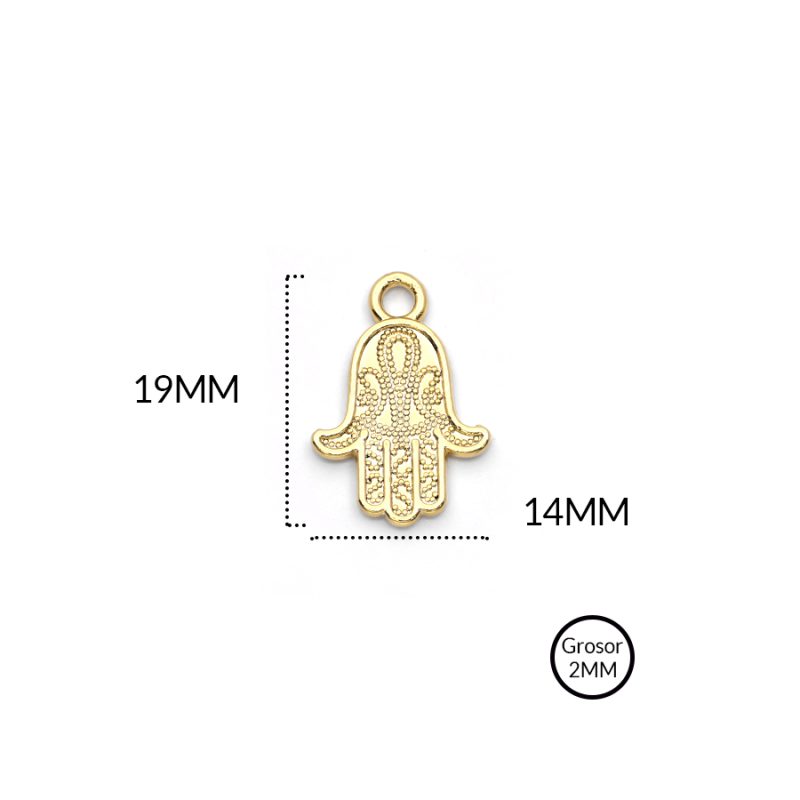 DIJE ZAMAK MANO HAMSA 19 X 14 MM / paquete x 3 unidades / REF-8209D