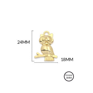 Dije en zamak búho rama pequeño 24x18mm x par