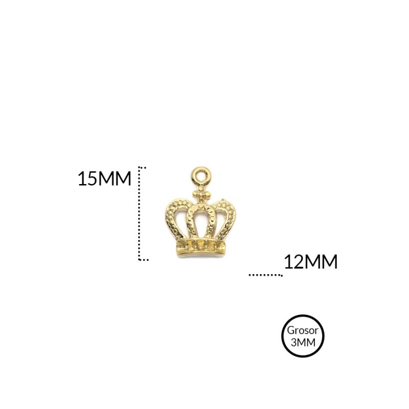 DIJE ZAMAK CORONA 15 X 12 MM / paquete x 6 und / Ref-zd0216d