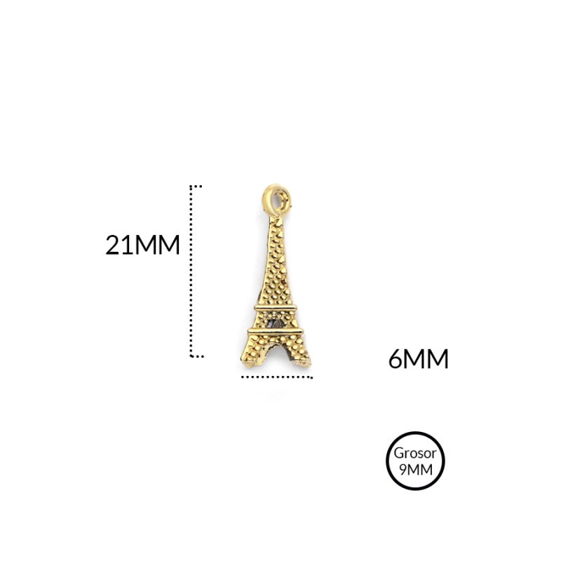 DIJE EN ZAMAK TORRE EIFFEL 21 X 6 MM / paquete x 6 und / ref - 8231D