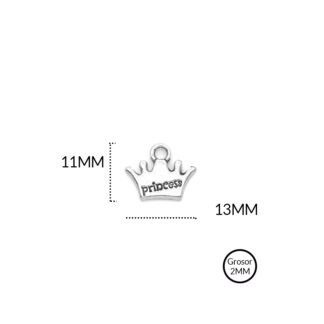 Dije corona zamak princess 13x11mm x12 und