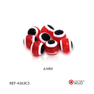 Ojo turco acrílico traslucido rojo 6mm paquete x24 unidades