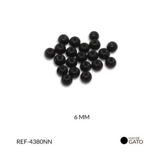 Ojo de gato vidrio negro brillante 6 mm / Paquete x 125 gramos / Ref-4380NN
