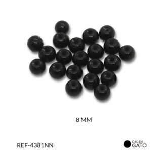 Ojo de gato vidrio negro brillo 8mm / paquete x 125 gramos / Ref-4381NN
